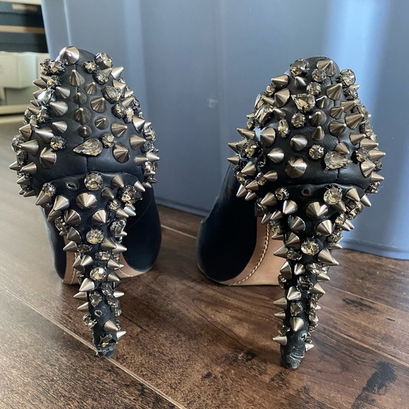 Leather Lorissa spikey heel peep toe pump - Picture 8 of 12